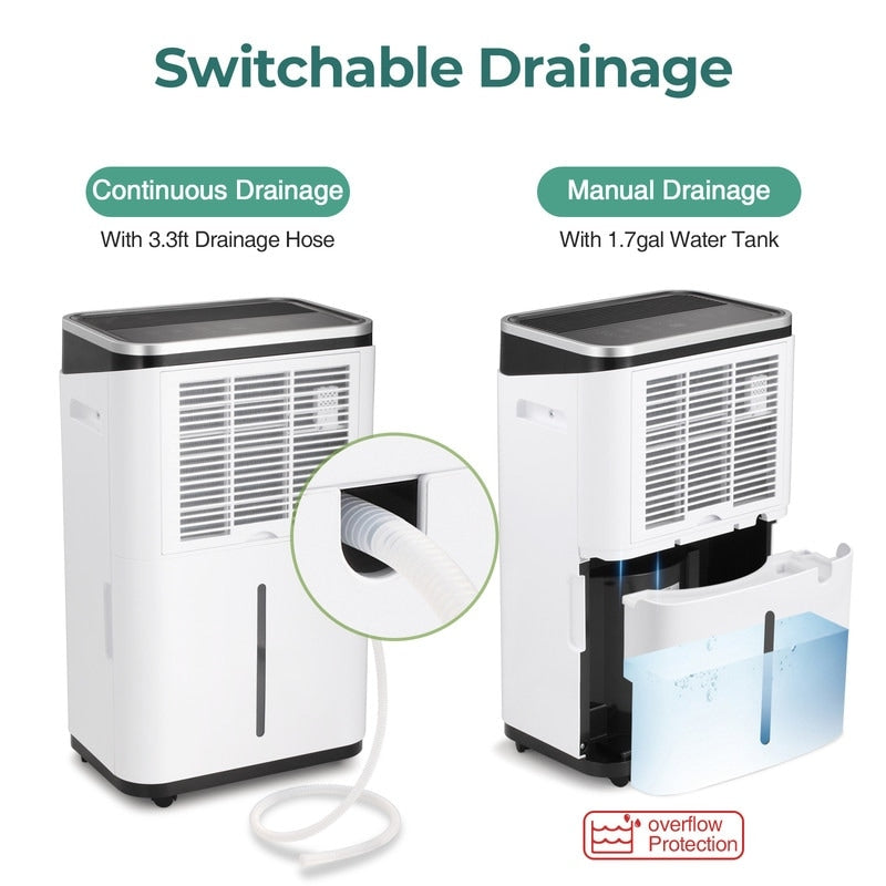 Déshumidificateurs de 3 500 pi² pour sous-sols, maisons, grandes pièces et chambres à coucher, déshumidificateur de garage à faible bruit