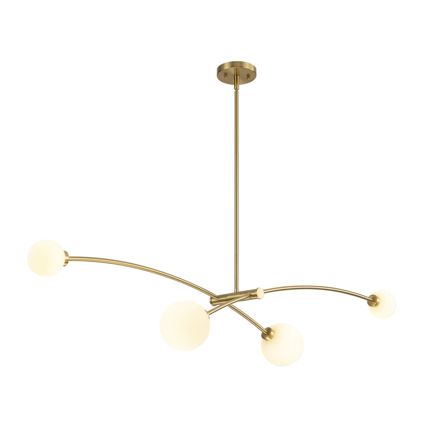 Suspension Sputnik linéaire simple et moderne à 4 lumières, couleur or, pour îlot de cuisine ou salle à manger – 130 cm (l) x 28 cm (p) x 15 cm (h).