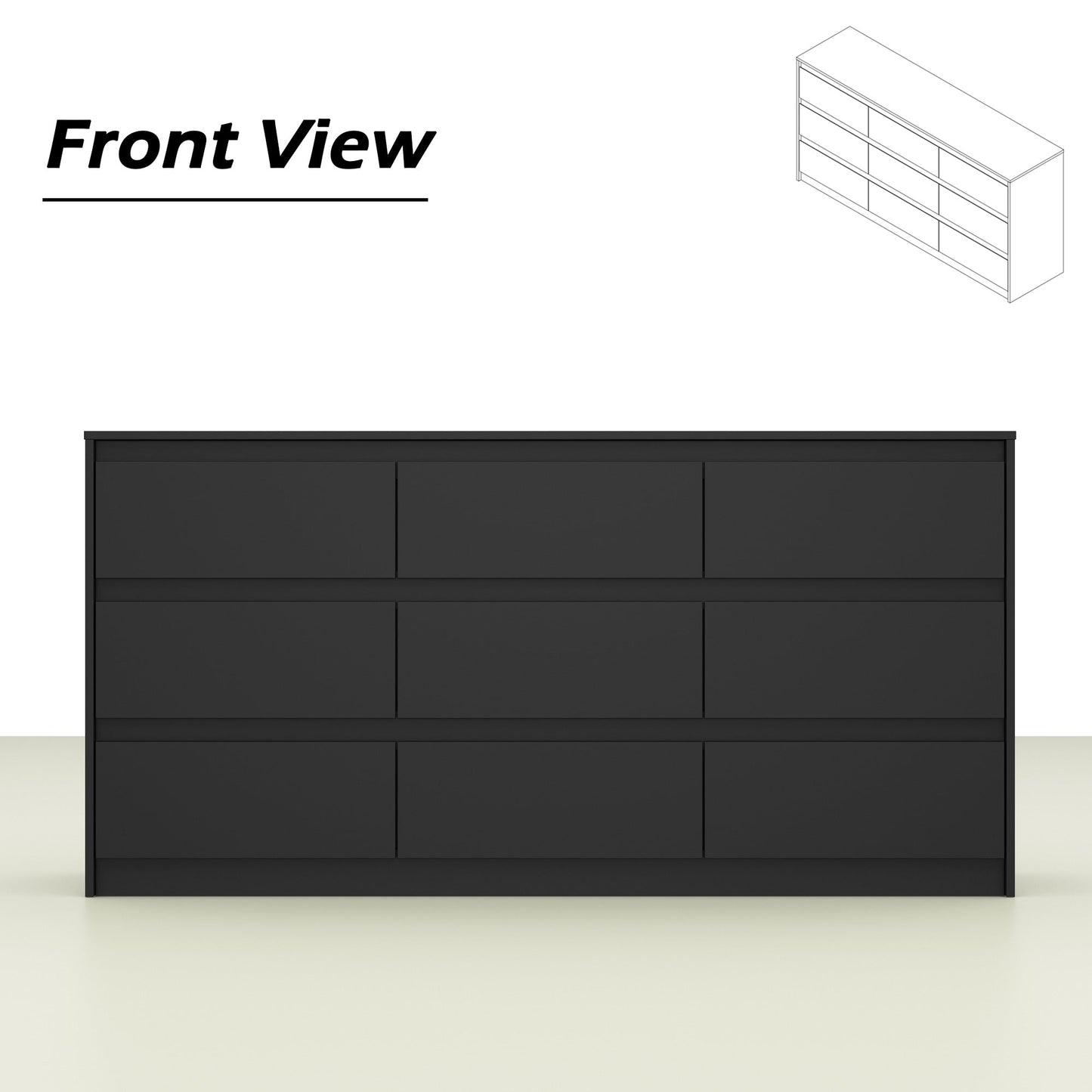 Commode d'appoint à 9 tiroirs 63W pour salon, chambre à coucher