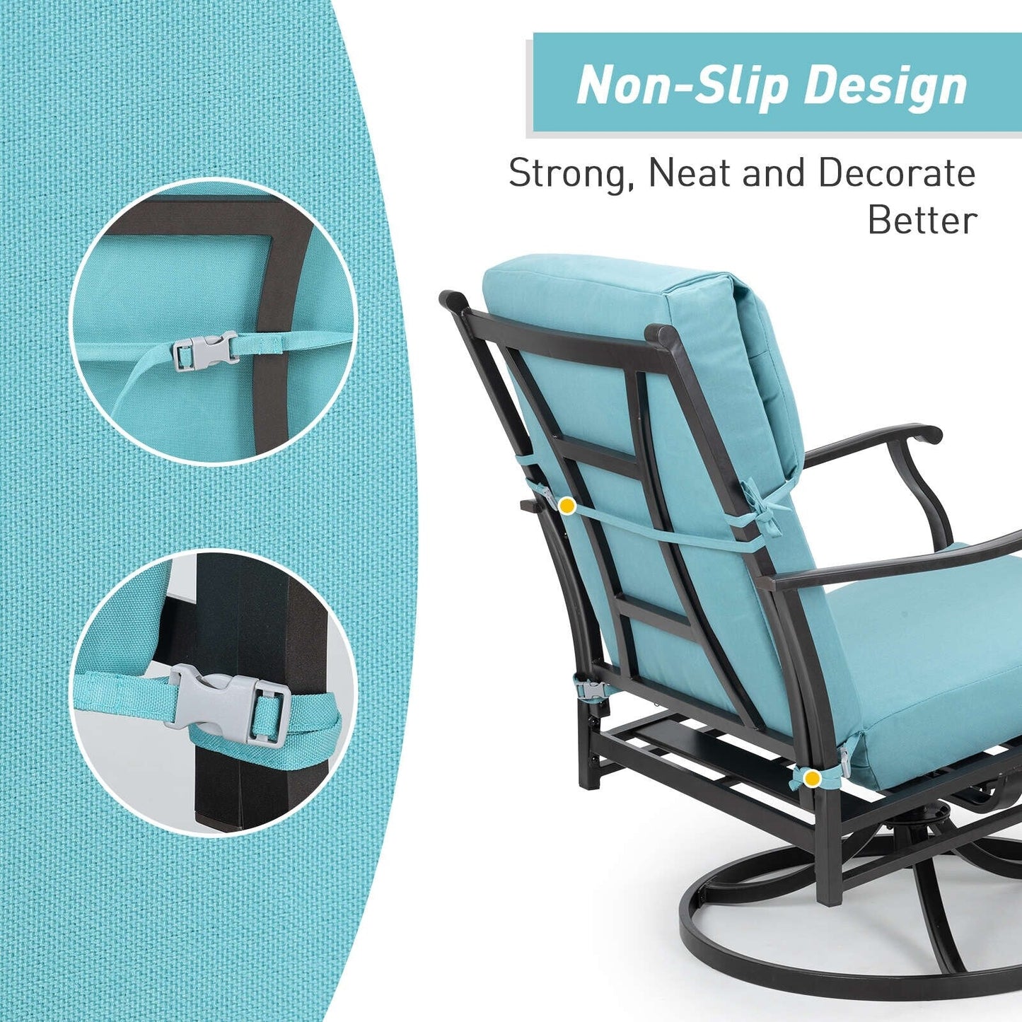 Lot de 4 coussins de chaise à dossier haut Aoodor Patio, 46 x 21 x 4 pouces (coussins uniquement)