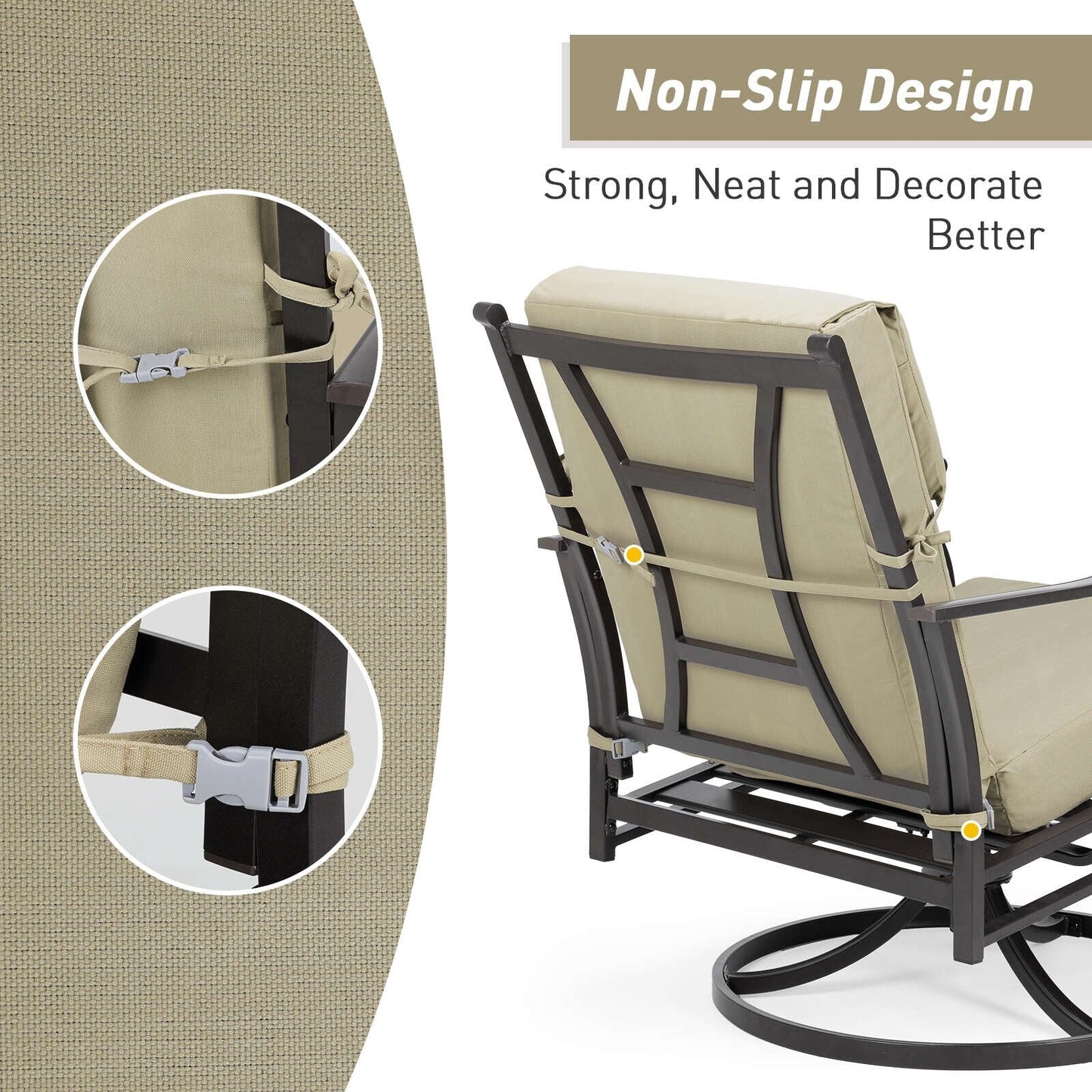 Lot de 4 coussins de chaise à dossier haut Aoodor Patio, 46 x 21 x 4 pouces (coussins uniquement)