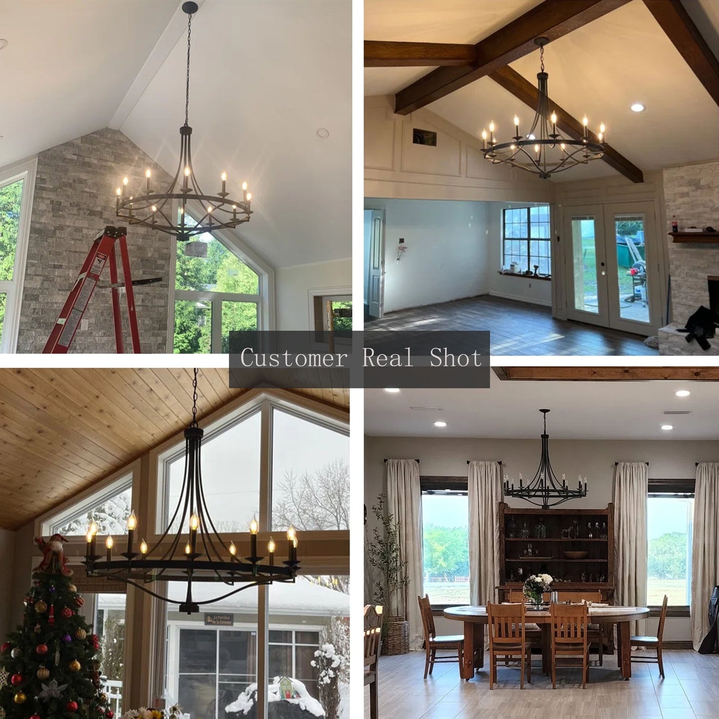 Lustre Empire à 12 lumières de style ferme moderne Fidenza avec roue de chariot et UL - D40'' * H135''