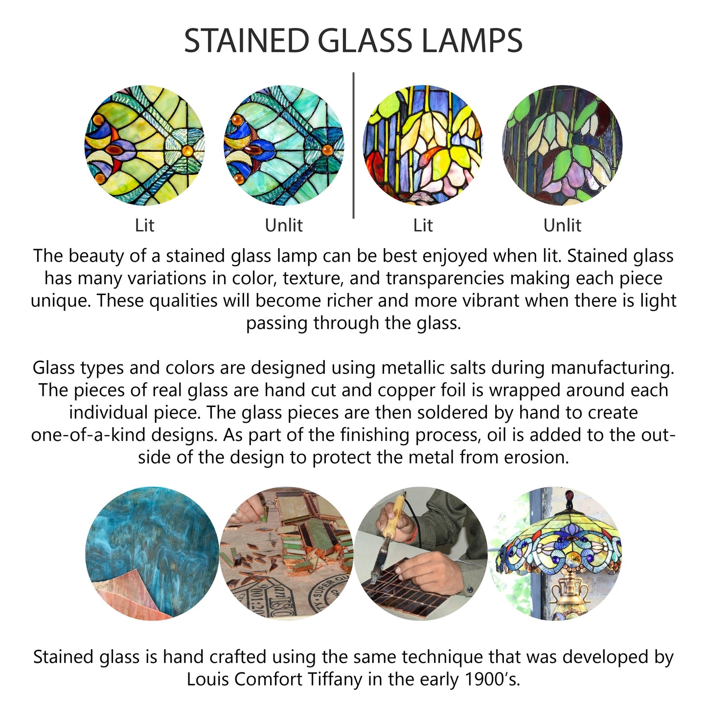 Lampe Tiffany en vitrail Gracewood Hollow Asdreni de 20 pouces - 14 L x 14 l x 20,25 H