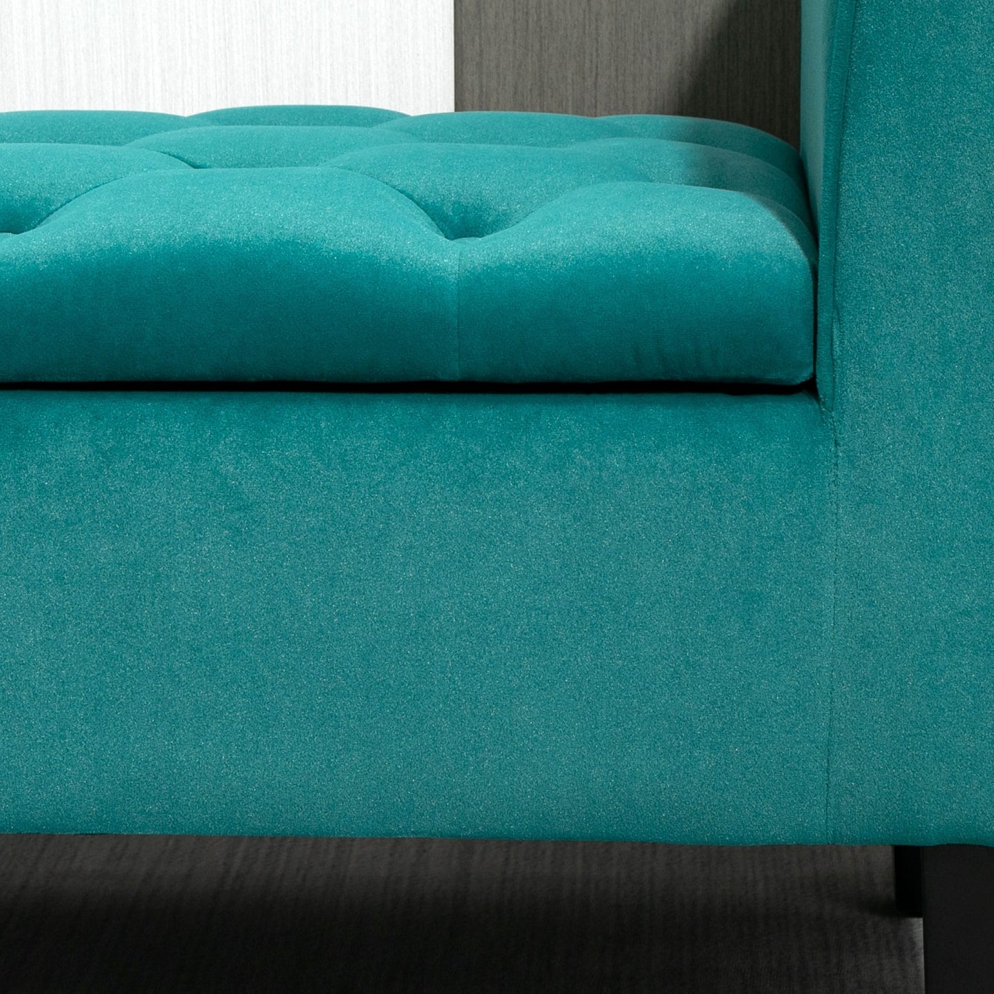 Banc ottoman de rangement capitonné à boutons HOMCOM, banc de lit rembourré avec accoudoirs roulés pour chambre, salon ou couloir