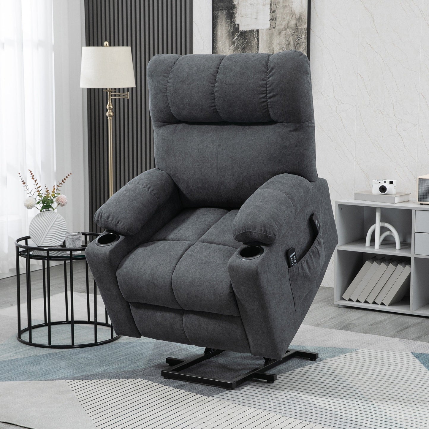 Fauteuil releveur électrique HOMCOM pour personnes âgées, fauteuil inclinable de salon surdimensionné avec télécommande