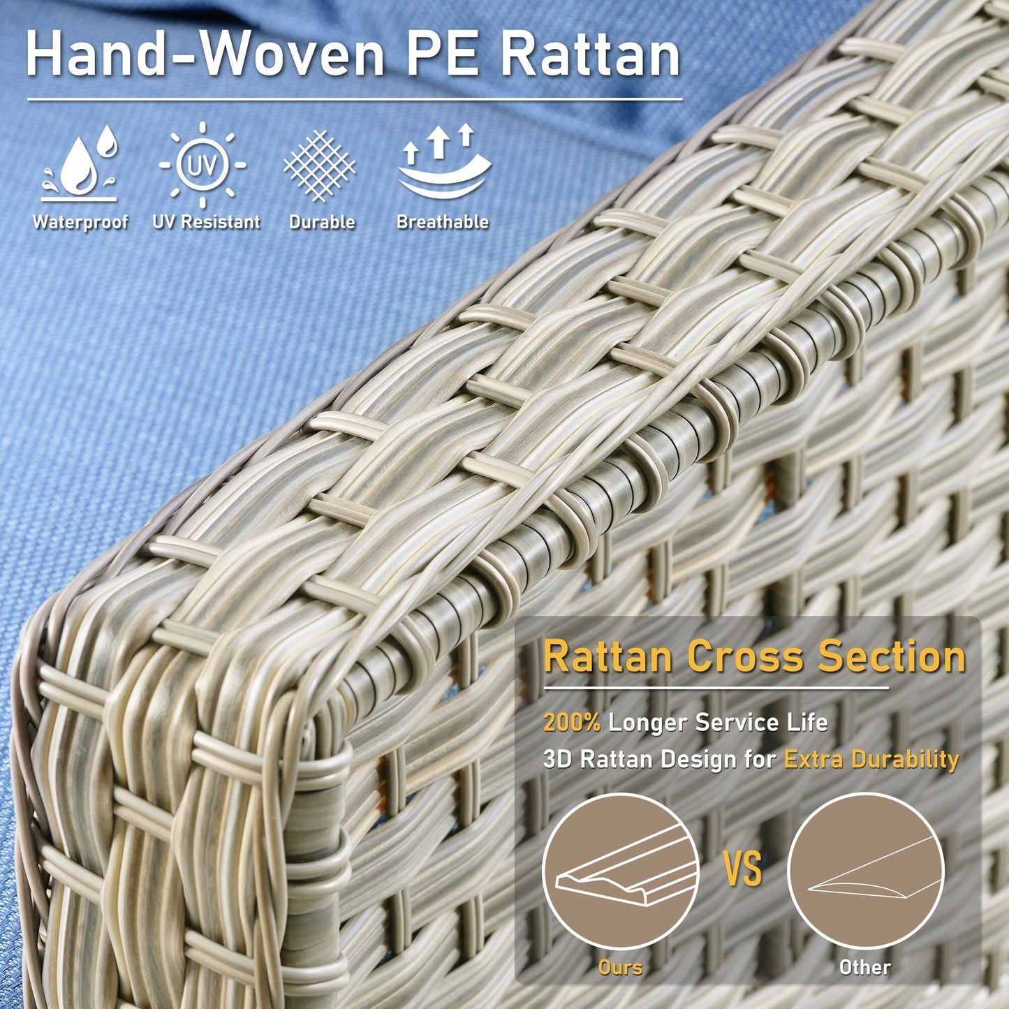 Ensemble de 2 chaises de patio d'extérieur en rotin et osier à dossier haut HOOOWOOO