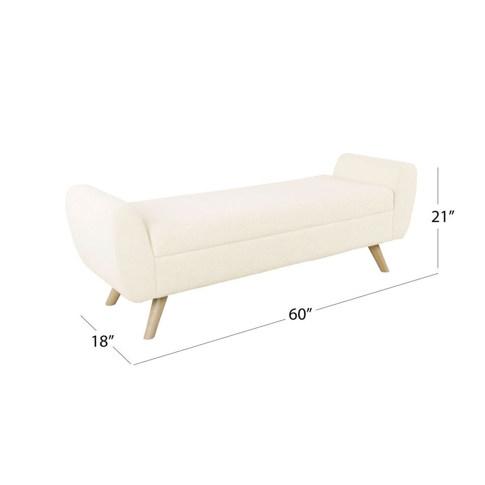 Banc de rangement moderne Sherpa avec pieds en bois HomePop