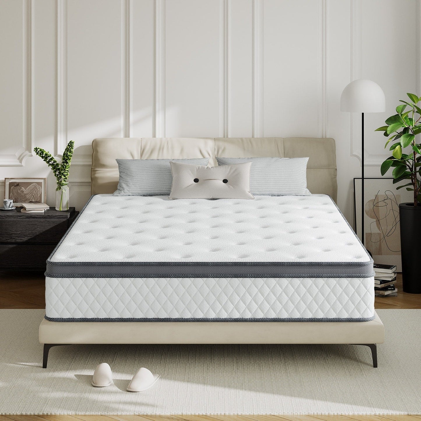 Matelas hybride en mousse à mémoire de forme SweDrea de 12 po de taille moyenne avec CertiPUR-US et Oeko-TEX, doté d'une absorption au charbon de bambou.