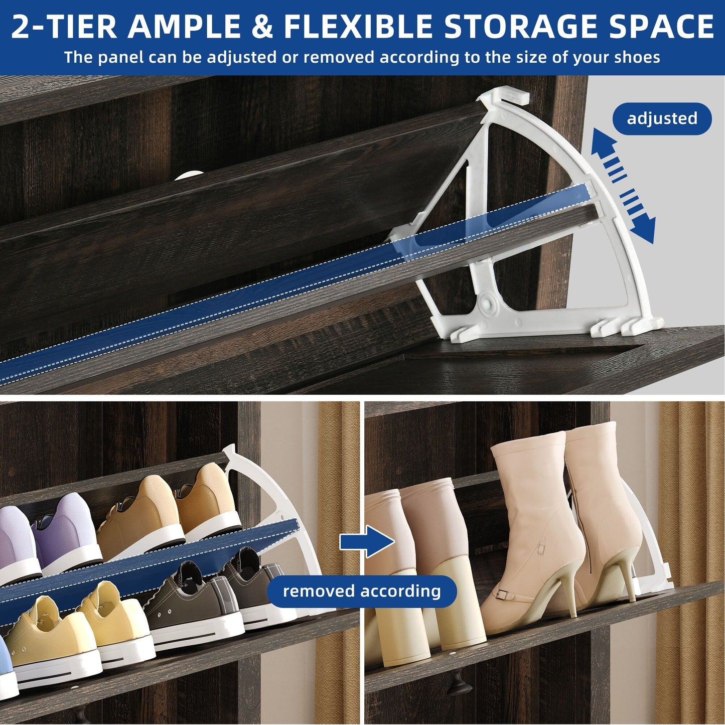 Meuble de rangement à chaussures Moasis avec 2 compartiments pour entrée et couloir