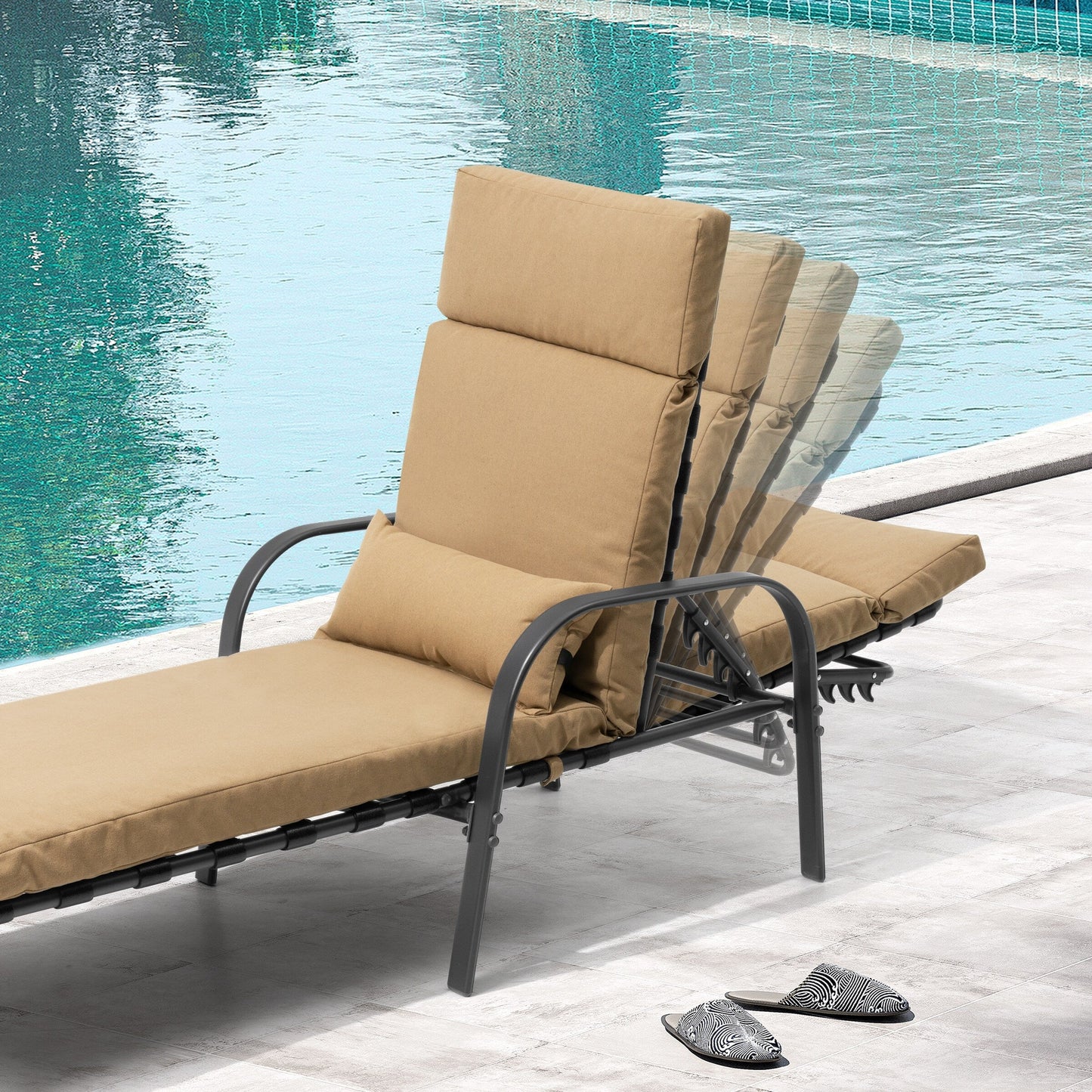 Chaise longue d'extérieur réglable avec coussin pour la plage et la piscine