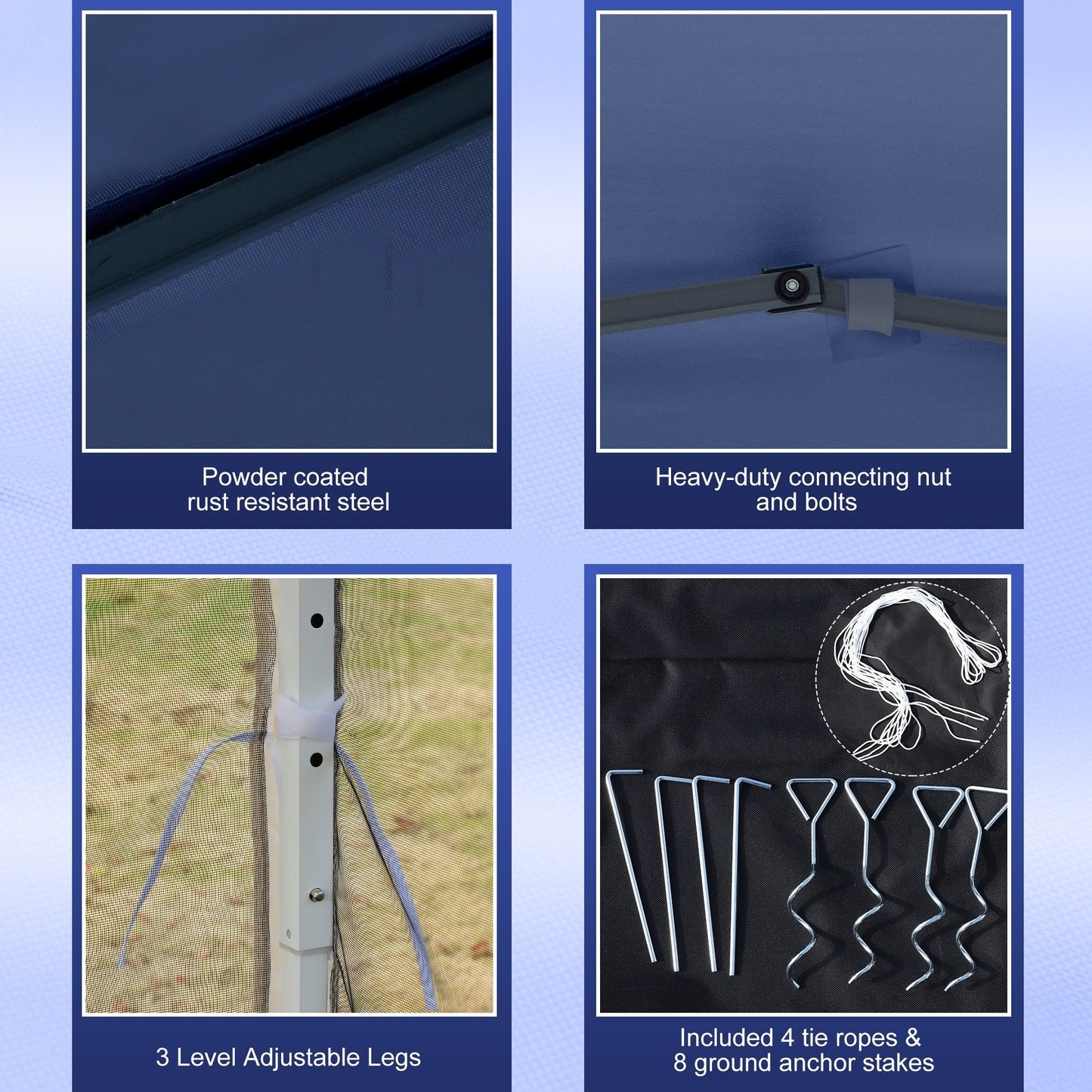 Auvent pop-up robuste Outsunny 10' x 10' avec filet latéral amovible en maille, conception facile à installer, événement de fête en plein air