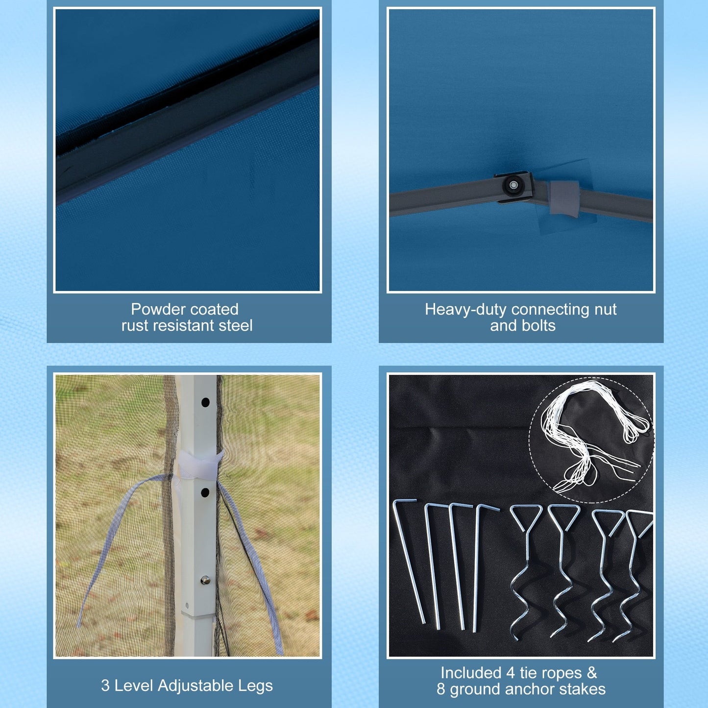 Auvent pop-up robuste Outsunny 10' x 10' avec filet latéral amovible en maille, conception facile à installer, événement de fête en plein air