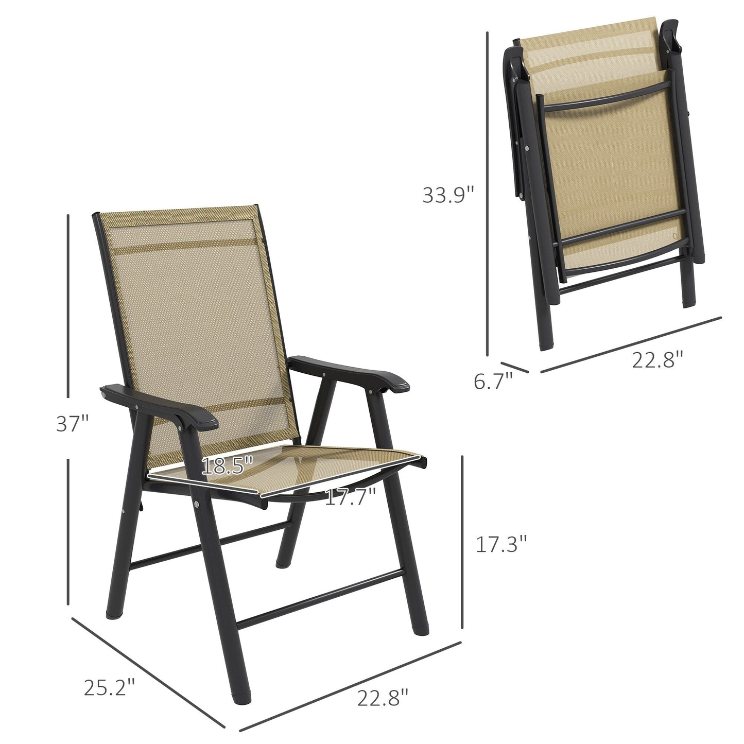 Ensemble de 4 chaises de patio pliantes Outsunny au design simple et chic, confortables pour la terrasse, le jardin, la cour et les voyages