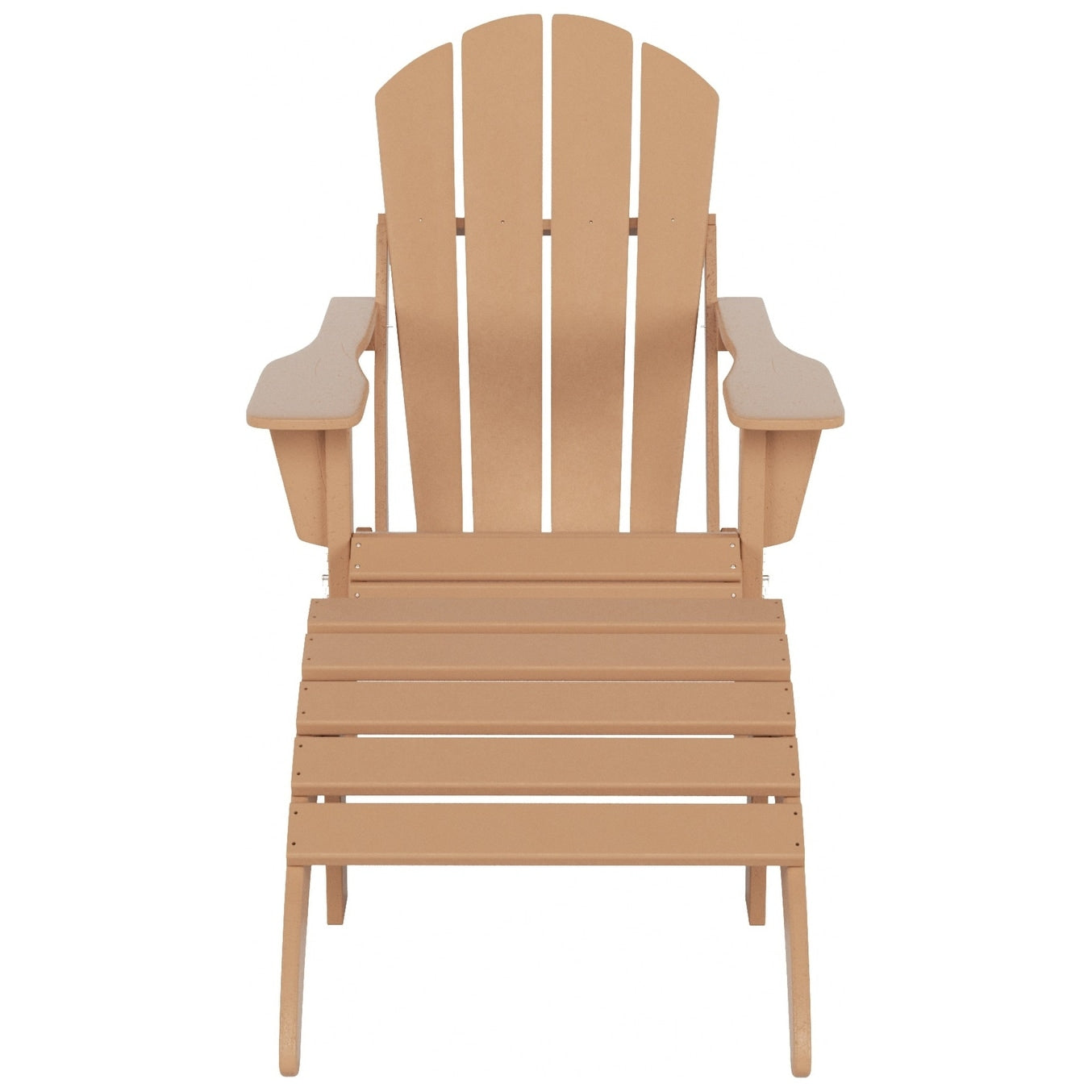 Chaise Adirondack pliable Polytrends Laguna en PEHD pour terrasse extérieure toutes saisons avec pouf (ensemble 2 pièces)