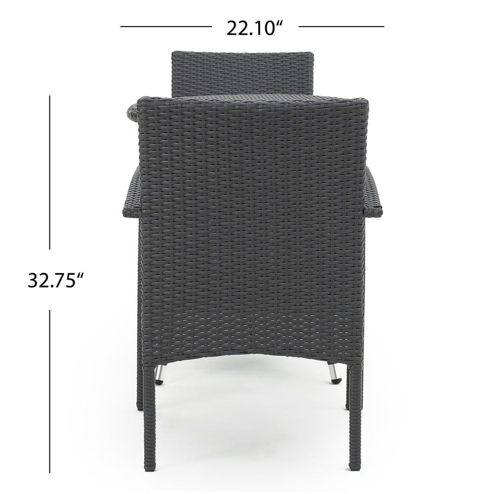 Ensemble bistrot d'extérieur Peterson 3 pièces en osier avec coussins par Christopher Knight Home