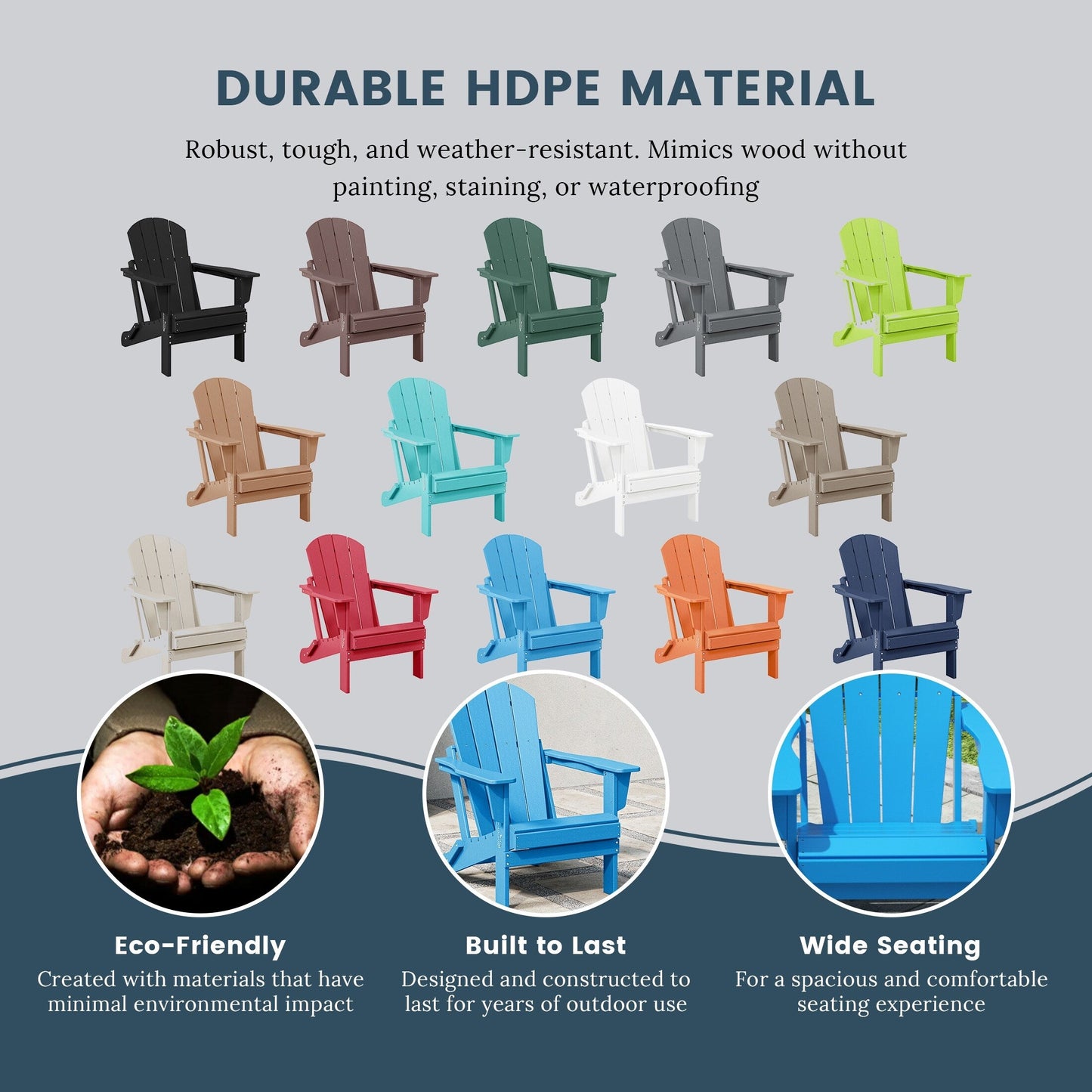 Chaises pliantes Adirondack Polytrends Laguna résistantes aux intempéries (lot de 4)