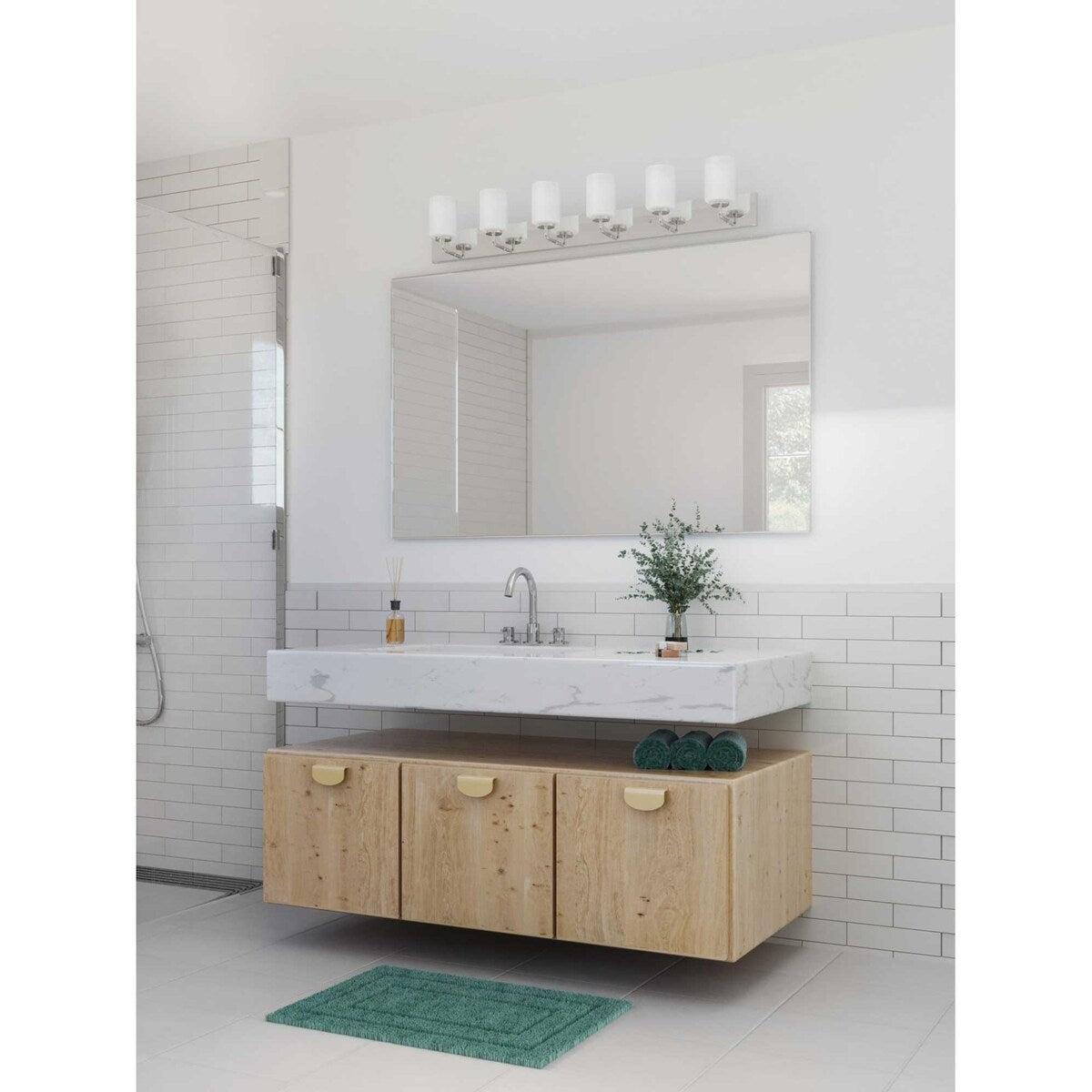 Luminaire de vanité large à 6 lampes Merry 6 lumières Progress Lighting P300421