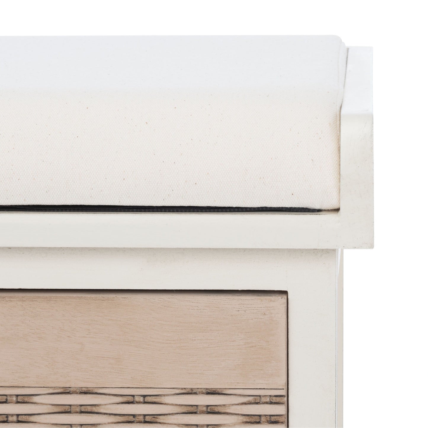 Banc de rangement à 3 tiroirs SAFAVIEH Fiorello avec coussins - 47,3 L x 15 L x 19 H - 47 L x 15 P x 19 H