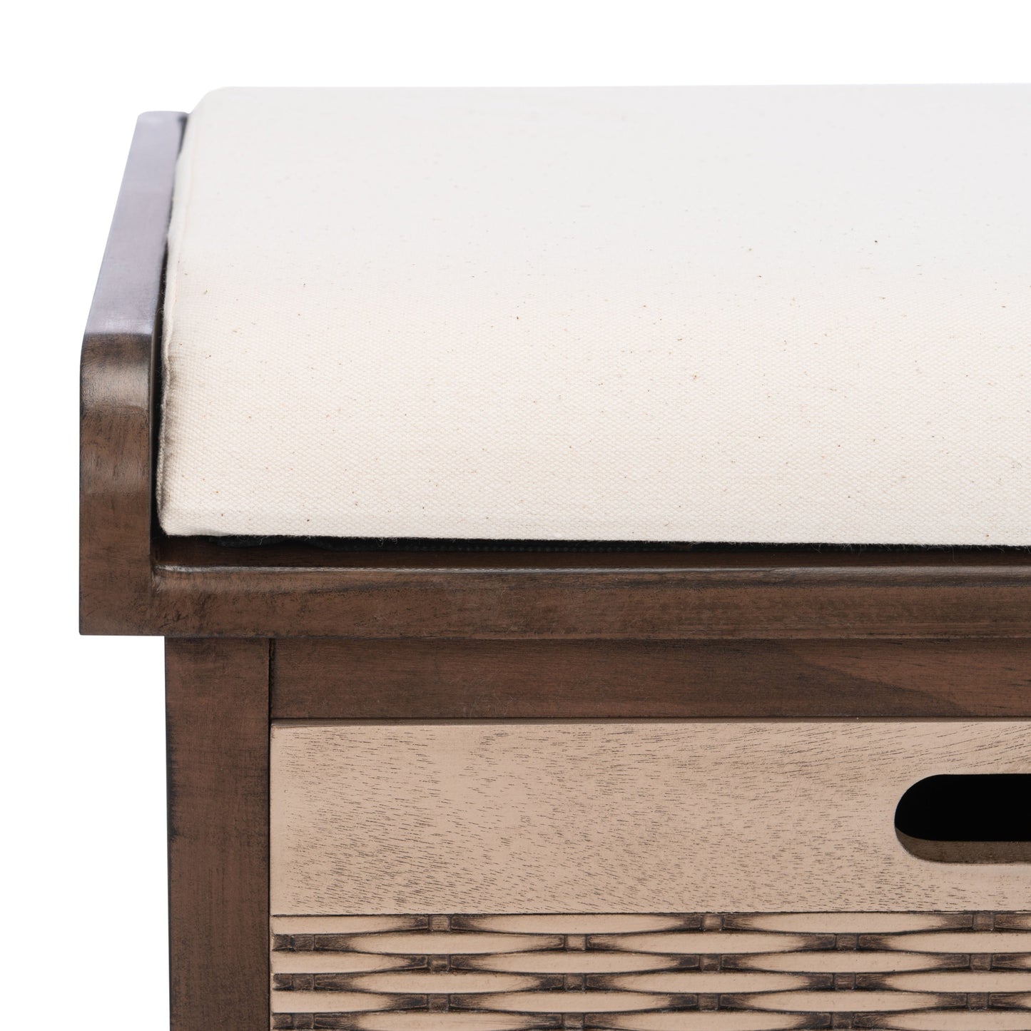 Banc de rangement à 3 tiroirs SAFAVIEH Fiorello avec coussins - 47,3 L x 15 L x 19 H - 47 L x 15 P x 19 H