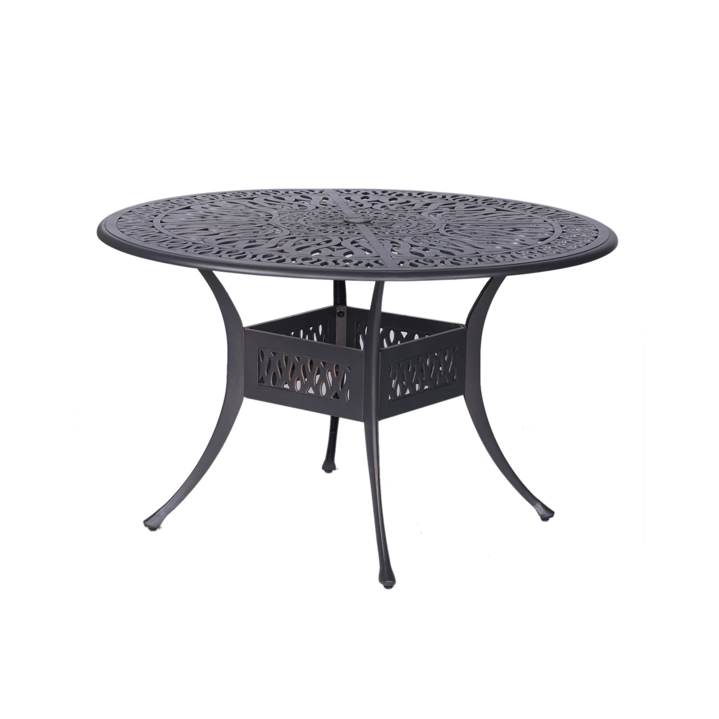 Ensemble de salle à manger rond Saratoga 5 pièces en aluminium avec coussins Sunbrella - Meilleur mobilier d'extérieur