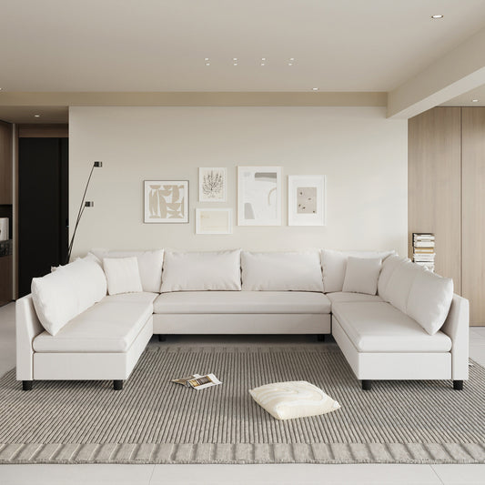 Canapé sectionnel, ensemble de canapé réversible en chenille en forme de U, combinaison libre, canapé convertible surdimensionné 8 places