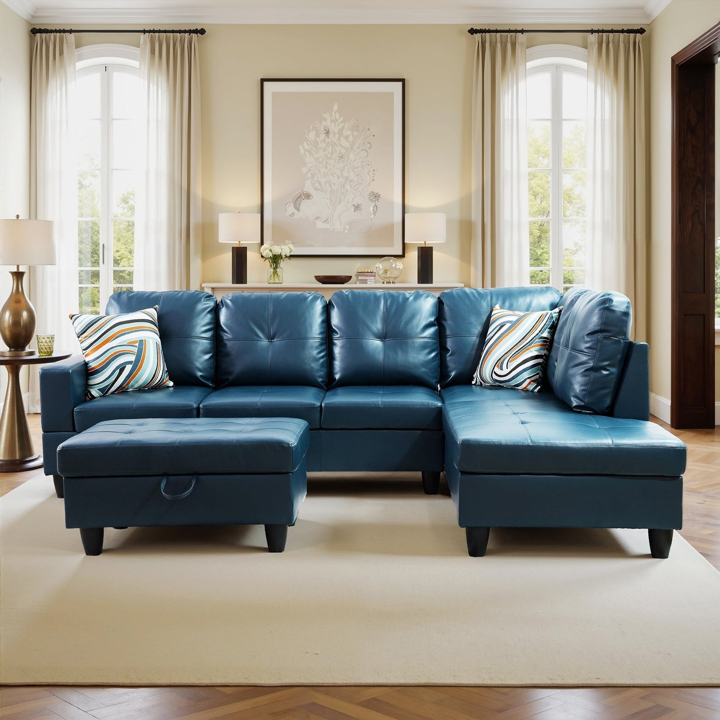 Ensemble de canapés de salon 3 pièces en cuir synthétique semi-PU