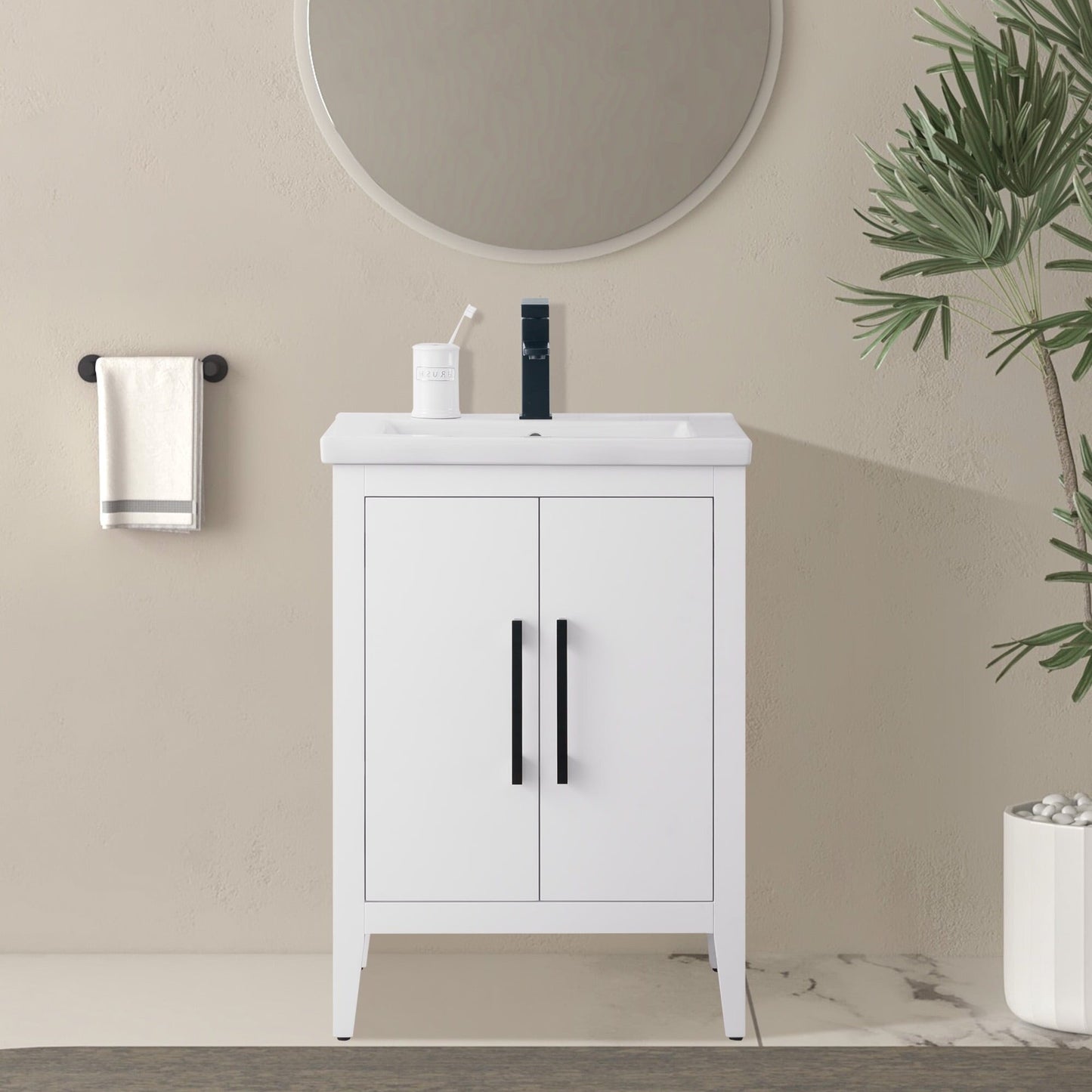 Meuble-lavabo simple Vanity Art 20, 24 ou 30 avec dessus en céramique