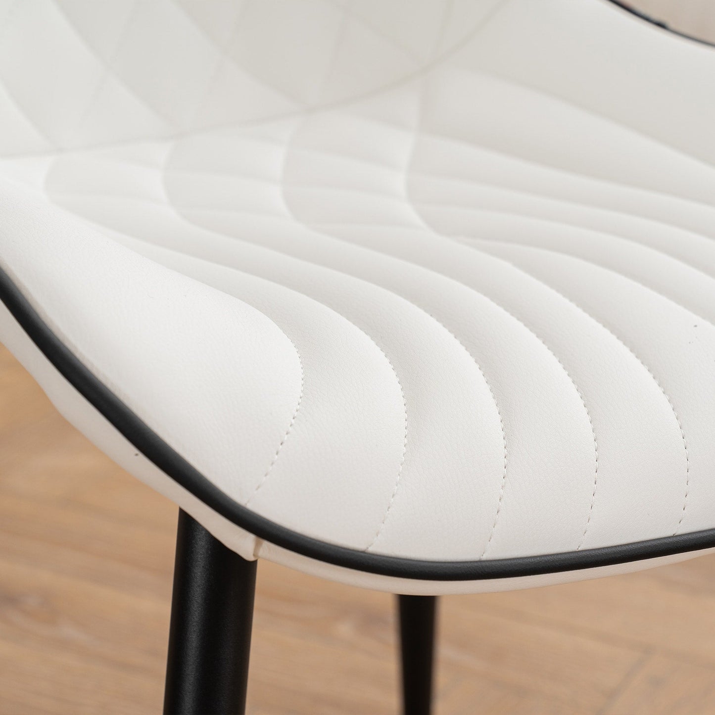 Lot de 2 chaises de salle à manger modernes en cuir rembourré sans accoudoirs