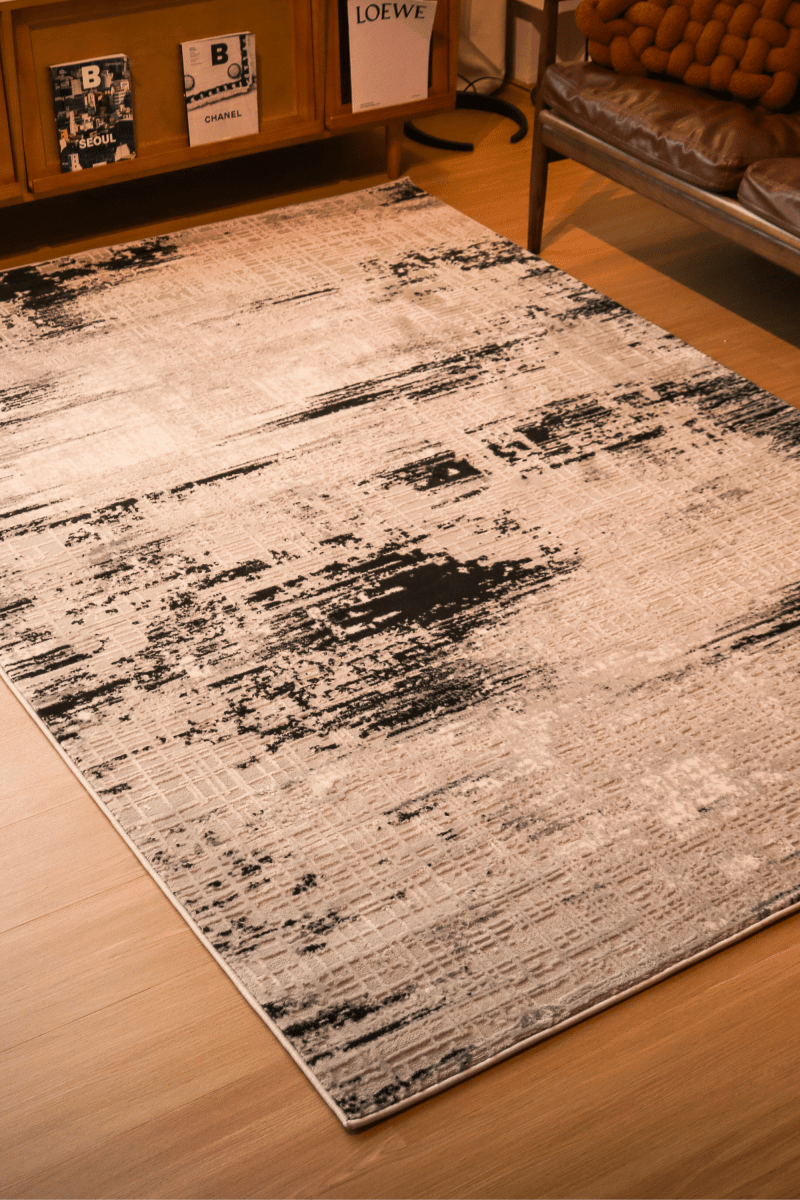 Tapis de luxe tissé noir | Série Carlton Modern