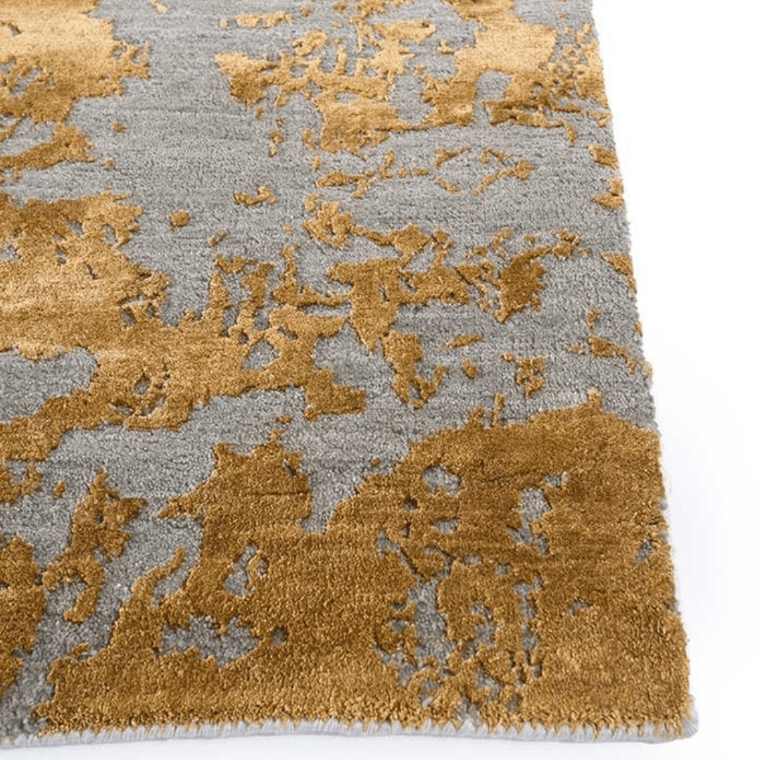 Tapis Braise dorée | Laine et soie de luxe, noué à la main