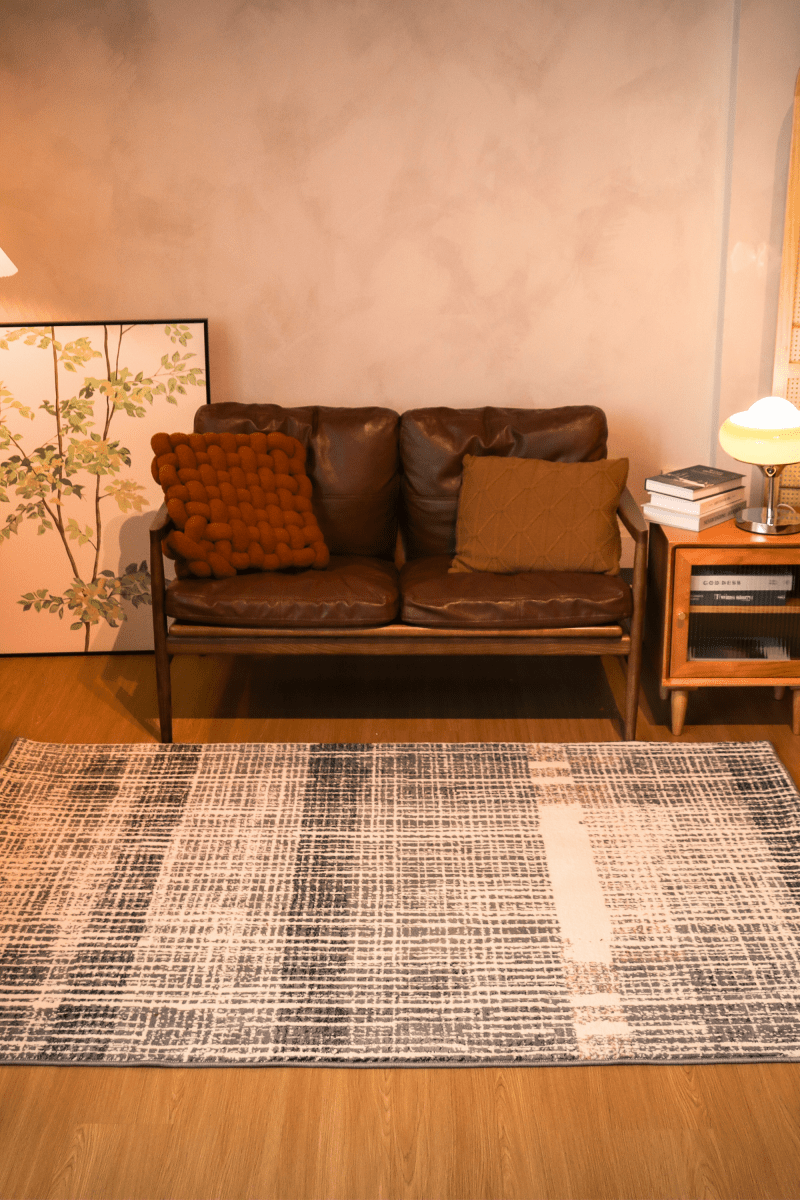 Tapis quadrillé graphite | Série Wilton Dyed