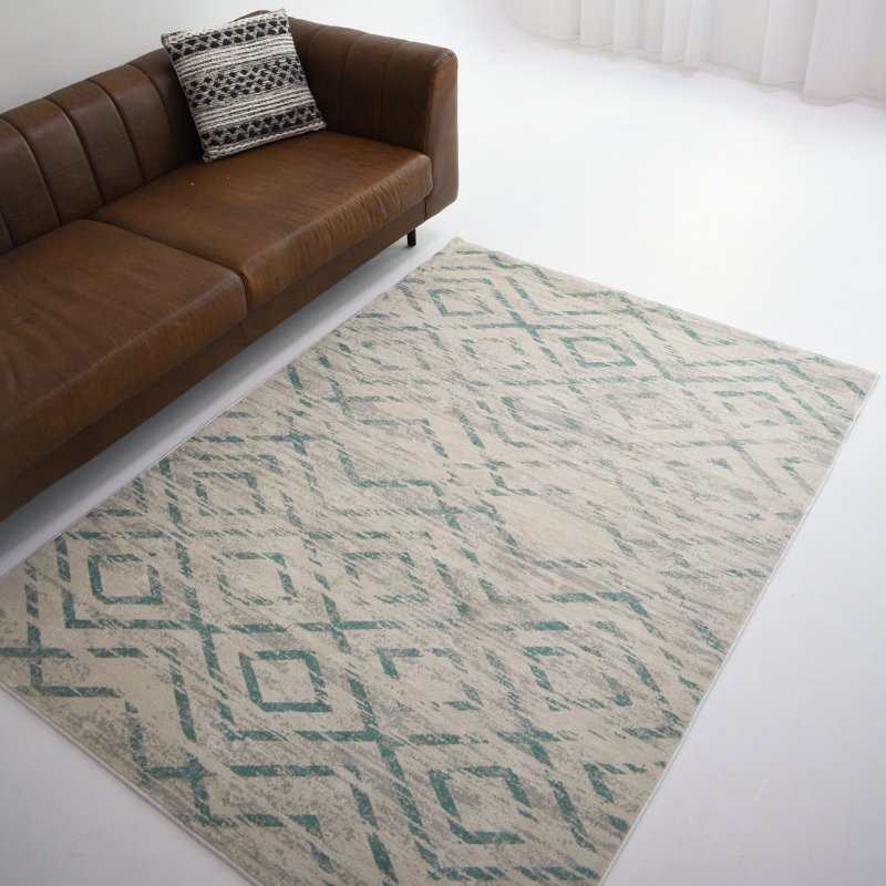 Tapis vert glacier | Scandinave | Série Polyfibre Cachemire