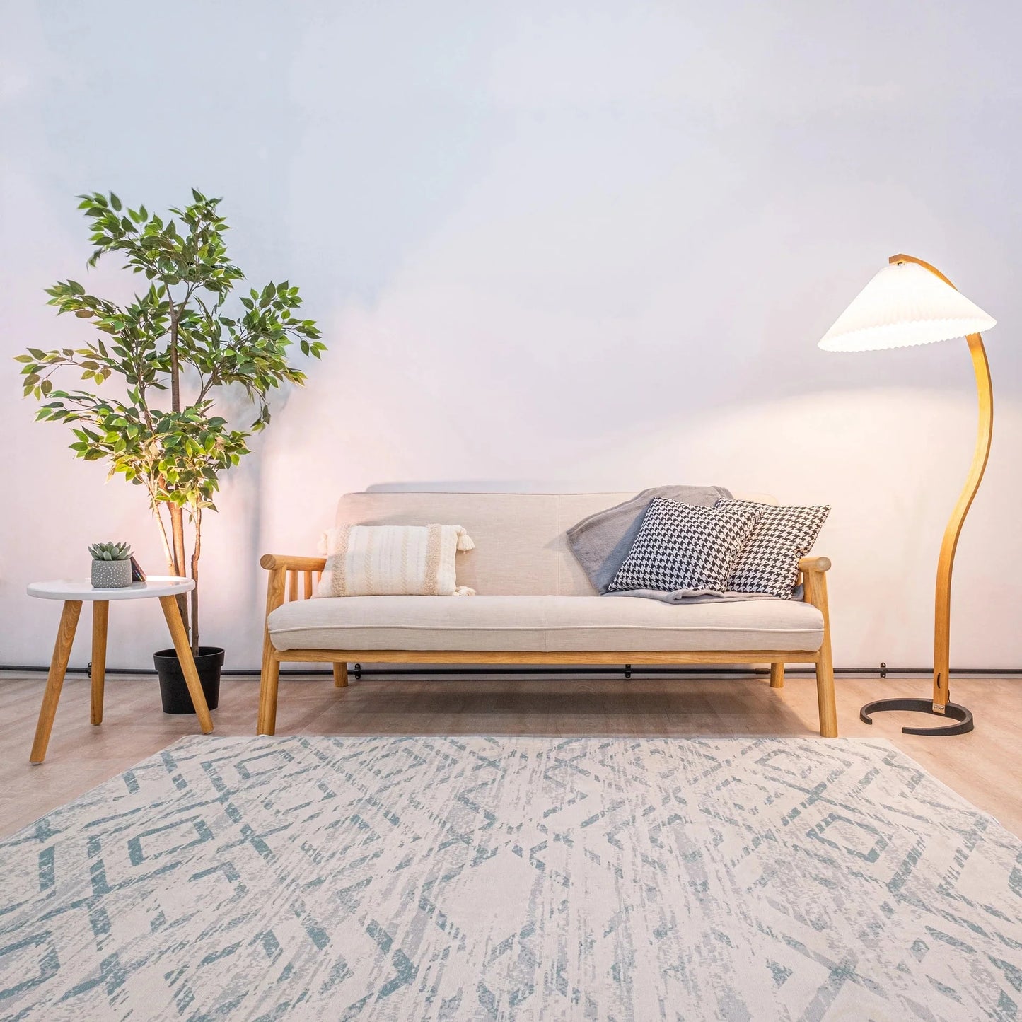 Tapis vert glacier | Scandinave | Série Polyfibre Cachemire