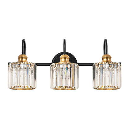 Applique murale de salle de bain moderne à 3/4 lumières, en cristal, à intensité variable, style glamour, linéaire, au-dessus du miroir