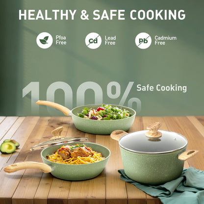 Batterie de cuisine et ustensiles de cuisson en granit de 30 pièces, ensemble de poêles de cuisson, ensemble de casseroles et poêles antiadhésives