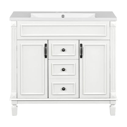 Meuble-lavabo moderne de 36 po avec lavabo supérieur et armoire à miroir, 2 portes et 2 tiroirs