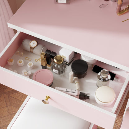 Ensemble de coiffeuse de maquillage de 39,4 po de large avec tabouret et miroir