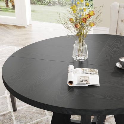 Table à manger ronde 47 pouces pour 4 personnes, table de cuisine de style campagnard, petite table à dîner en bois pour salle à manger et salon