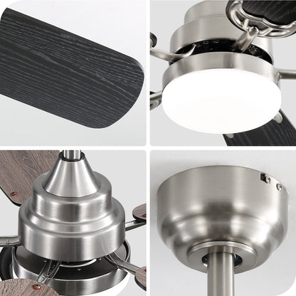 Ventilateur de plafond à LED intégré 48 et 52 pouces avec lumière et télécommande, moteur CC réversible