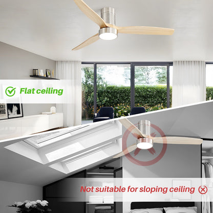 Ventilateur de plafond encastré de style campagnard de 52 pouces avec éclairage et télécommande, moteur CC réversible