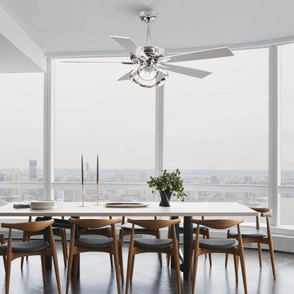 Ventilateur de plafond LED moderne d'intérieur chromé/noir à intensité variable avec lumière et télécommande