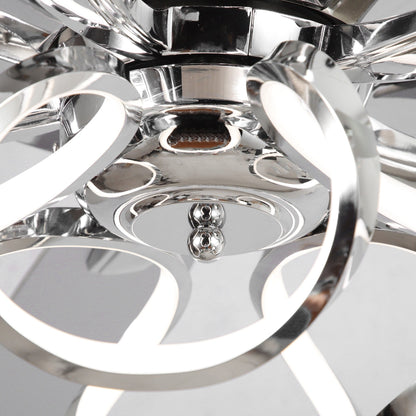 Ventilateur de plafond LED moderne d'intérieur chromé/noir à intensité variable avec lumière et télécommande
