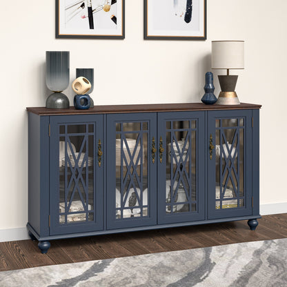 Buffet d'appoint de cuisine en bois de style vintage de 63 po de largeur