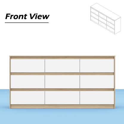 Commode d'appoint à 9 tiroirs 63W pour salon, chambre à coucher