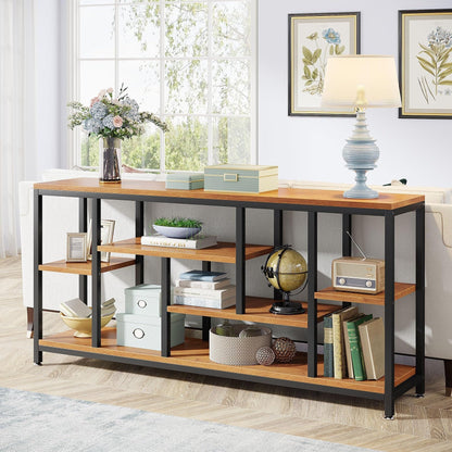 Console de canapé de 70,9 pouces avec rangement, table d'entrée à 3 niveaux pour couloir