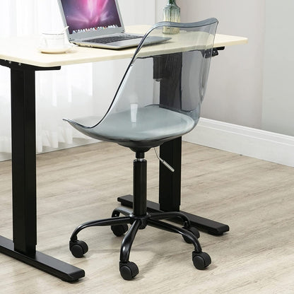 Chaise de bureau pivotante en acrylique à hauteur réglable sans accoudoirs