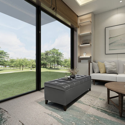 Banc ottoman de rangement en cuir reconstitué Adeco 50