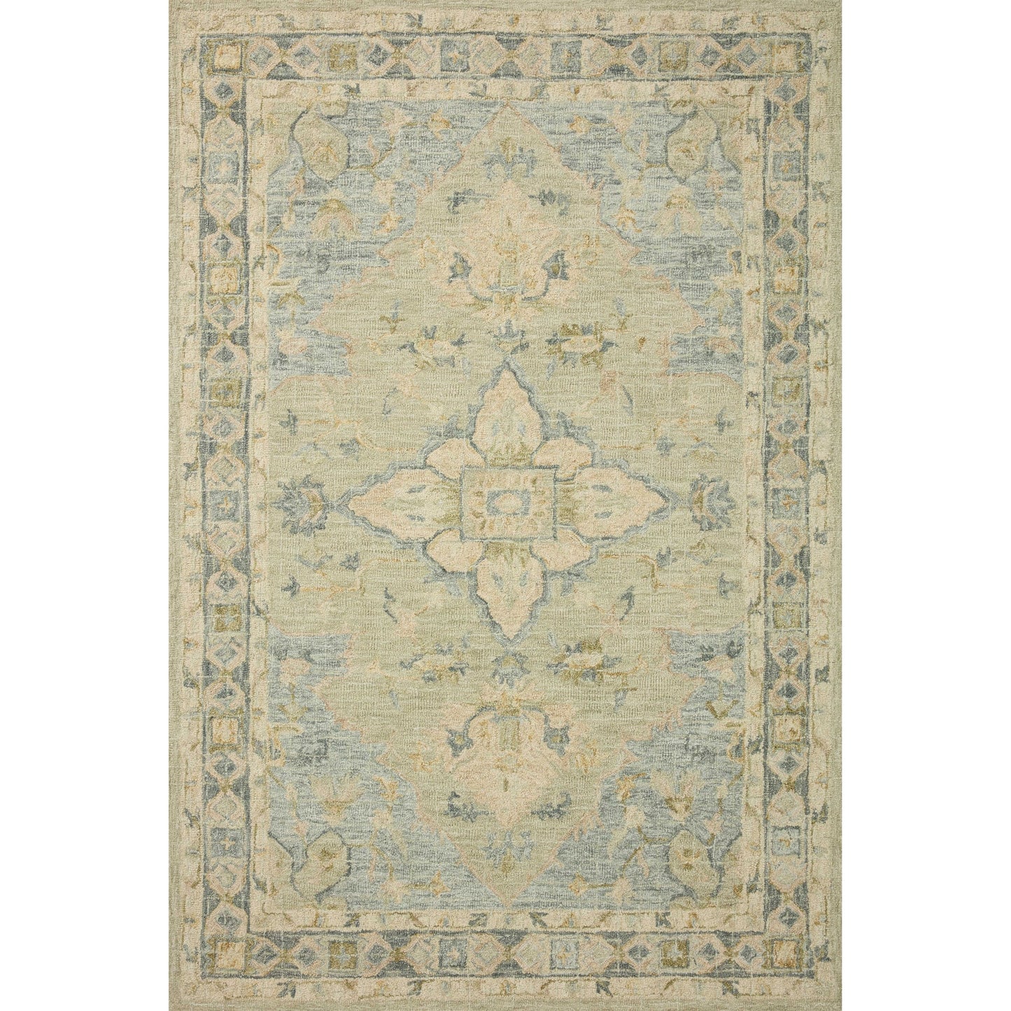 Tapis traditionnel en laine crocheté à la main en mosaïque Alexander Home