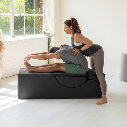 Chaise longue convertible Avana Kami / Yoga et massage - Ottomane 2 en 1 avec fauteuil de yoga pliable dissimulé, microvelours - N/A