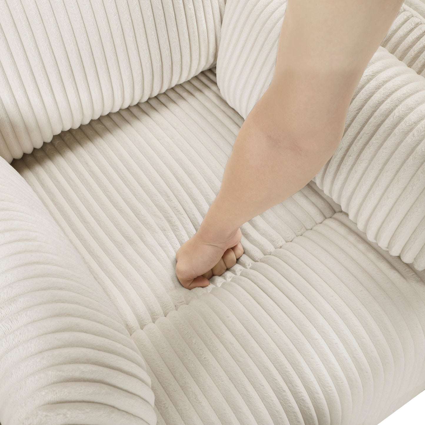 Fauteuil inclinable manuel pivotant en velours côtelé Braidy